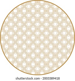 Round Chinese decoration elements with pattern. Frame, border, tiles. Traditional patterns and decor for greeting cards, patterns, textiles. For clothing, furniture and packaging. Flat vector icons.