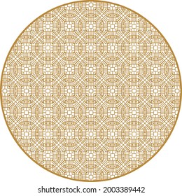 Round Chinese decoration elements with pattern. Frame, border, tiles. Traditional patterns and decor for greeting cards, patterns, textiles. For clothing, furniture and packaging. Flat vector icons.