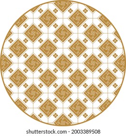 Round Chinese decoration elements with pattern. Frame, border, tiles. Traditional patterns and decor for greeting cards, patterns, textiles. For clothing, furniture and packaging. Flat vector icons.