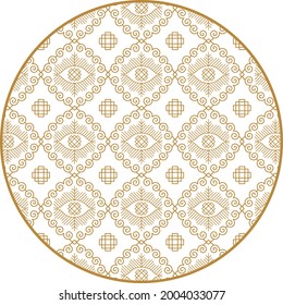 Round Chinese decoration elements with pattern. Frame, border, tiles. Traditional patterns and decor for greeting cards, patterns, textiles. For clothing, furniture and packaging. Flat vector icons.