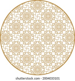 Round Chinese decoration elements with pattern. Frame, border, tiles. Traditional patterns and decor for greeting cards, patterns, textiles. For clothing, furniture and packaging. Flat vector icons.