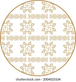 Round Chinese decoration elements with pattern. Frame, border, tiles. Traditional patterns and decor for greeting cards, patterns, textiles. For clothing, furniture and packaging. Flat vector icons.