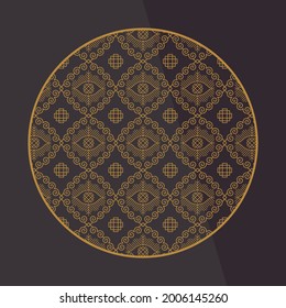 Round Chinese decoration elements with pattern. Frame, border, tiles. Traditional patterns and decor for greeting cards, patterns, textiles. For clothing, furniture and packaging. Flat vector icons.