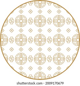 Round Chinese decoration elements with pattern. Frame, border, tiles. Traditional patterns and decor for greeting cards, patterns, textiles. For clothing, furniture and packaging. Flat vector icons.