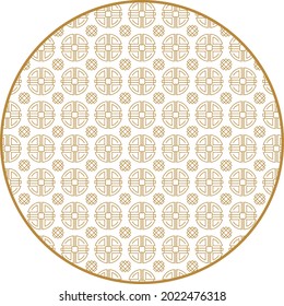 Round Chinese decoration elements with pattern. Frame, border, tiles. Traditional patterns and decor for greeting cards, patterns, textiles. For clothing, furniture and packaging. Flat vector icons.