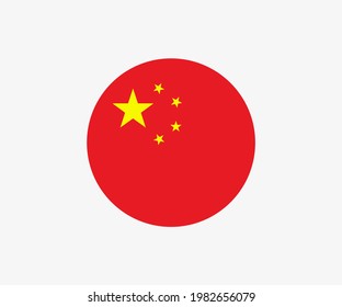 Round Chinese flag vector icon isolated on white background. The flag of China in a circle.