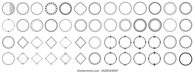 Round Chinese frame corners. Traditional Asian pattern.