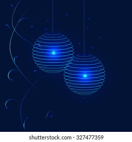 round Chinese lanterns and lights, vector