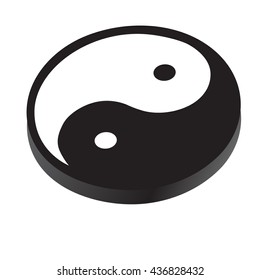 Round chip Yin Yang. Vector.