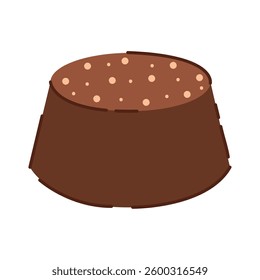 Round chocolate candy with crunchy topping dots. Vector