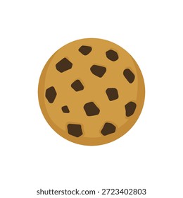 Icono redondo de la Ilustración vectorial del postre dulce de la galleta de la viruta de chocolate en estilo plano de la historieta aislado