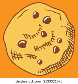 ilustração de vetor de biscoito com gotas de chocolate redondo