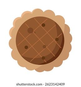 Round chocolate chip cookie. Vector illustration