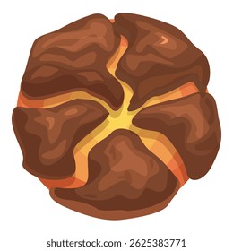 Round chocolate pastry with a star shaped filling showing from above