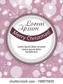 Round Christmas background with ribbon. Set vector illustration.