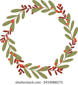 Ilustración de vectores de floración de marco de Navidad redondo