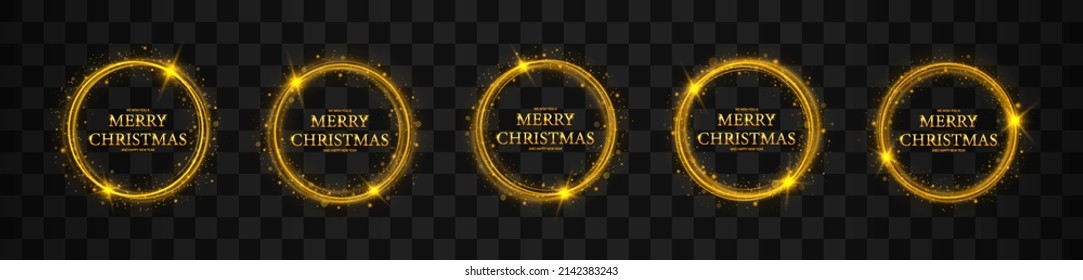 Runde Weihnachtsrahmen mit Sternen. Frames frohe Weihnachten. Grußkarte.