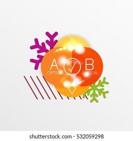Round Christmas sale stickers with winter holiday elements and light effects. Vector geometric price promo labels