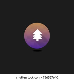 Round Christmas Tree Icon with Long Shadow