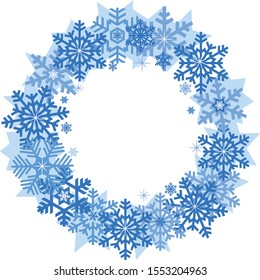 round Christmas wreath frame made from snowflakes