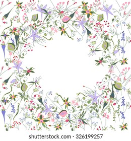 Round Christmas wreath with Santa socks isolated on white. For festive design, announcements, postcards, posters.