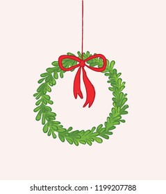 Round Christmas wreath vector design