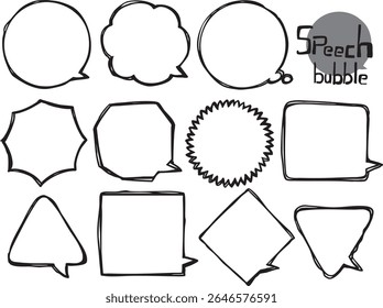 Round and chubby speech bubble set with double lines.
