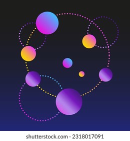 Circulo redondeado Resumen Forma de línea Gradiente Elemento icono neón Símbolo Patrón de dibujo Icono redondo Estilo retro Diseño gráfico de impresión