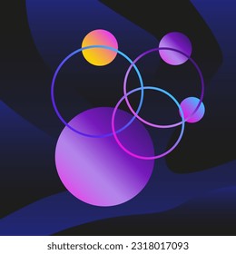 Round Circle Abstract Line Shape Gradient Neon Icon Element Symbol Artwork Pattern Backgrund Round Icon Retro Style Print Graphic Design