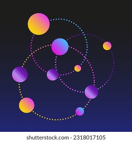 Round Circle Abstract Line Shape Gradient Neon Icon Element Symbol Artwork Pattern Backgrund Round Icon Retro Style Print Graphic Design