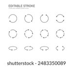 round, circle arrow icon set. editable stroke rotate, spin arrow icons