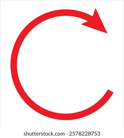 Round or Circle arrows icon. Different circular and Refresh arrows of white background. Black and red color, different thickness. Recycle icon, refresh, repeat, Vector illustration. 