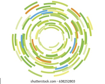 Round Circle Background Design With Pieces Coming Together. Concentric Abstract Lines On White.