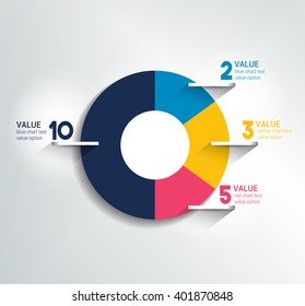 Round, Circle Chart, Graph. Simply Color Editable. Infographics Elements.