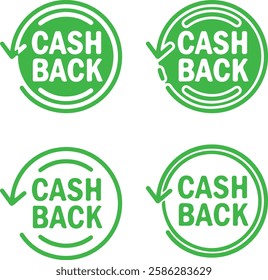 Round circle chas back icon set. Business shopping trade concept. Simple icons. Flat vector illustration isolated on white or transparent background