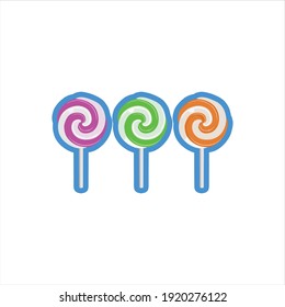 round circle colorful sweet candies with ribbon vector digital design graphic 2d hd illustration