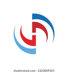 Round circle curve colored technology logo vector image