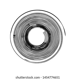 round circle design element black monochrome isolated on white vector spiral shape logo icon sign