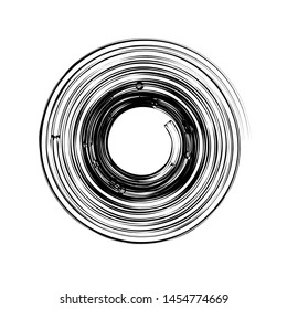 round circle design element black monochrome isolated on white vector spiral shape logo icon sign