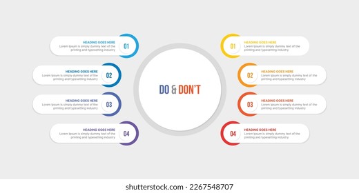  Round Circle Do and Don't, Pros and Cons, Vs, Versus Comparison Infographic Design Template