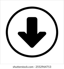 Round circle with download button icon silhouette vector illustration design on white background.