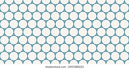 Round circle and elastic shapes. Vector modern seamless geometry pattern (repeatable). Lattice mesh texture. Retro blue, green and cream print and digital wallpaper resource.