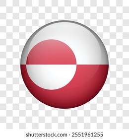 Round circle flag of Greenland design. Vector illustration