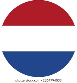 Round Circle Flag Selection Button Badge Icon with Netherlands Flag for the Dutch Language. Vector Image.