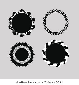 Round circle flat mandala badge icon design, vector illustration