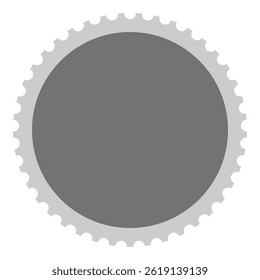 Round circle format postage stamp vector frame with perforated edges