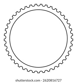 Round circle format postage stamp outline vector frame with perforated edges