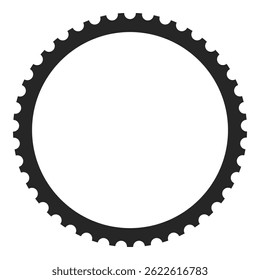 Round circle format postage stamp silhouette vector frame with perforated edges