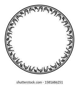 round or circle frame with a retro or classic style floral ornament. background for text or banners with natural themes.