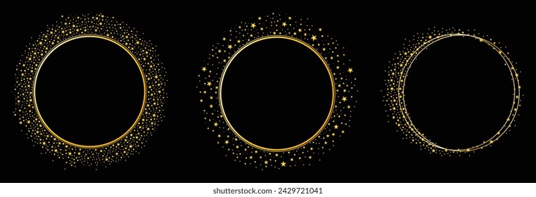 Round Circle Frame with Sparkle Glitter Stars Transparent Vector design 1